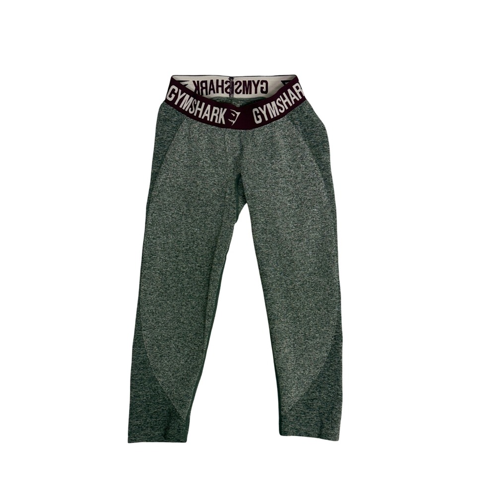 Gymshark Flex High Waisted Cropped Leggings Grey Marl Burgundy XS Womens Active